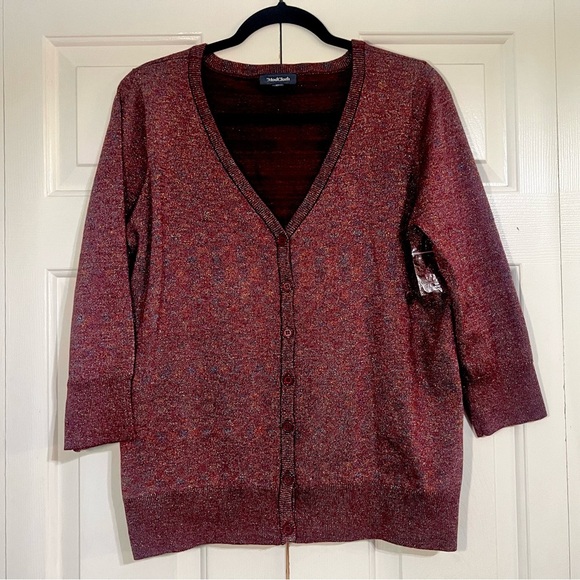 ModCloth Red Burgundy Metallic Cardigan NWOT Size XL - Picture 3 of 7
